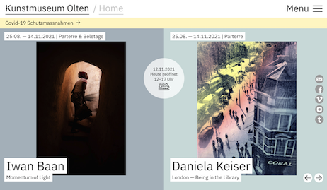 Screenshot Kunstmuseum Olten-Website